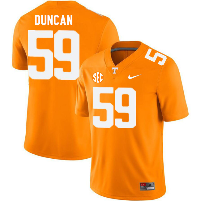 Men #59 Cody Duncan Tennessee Volunteers College Football Jerseys Stitched-Orange